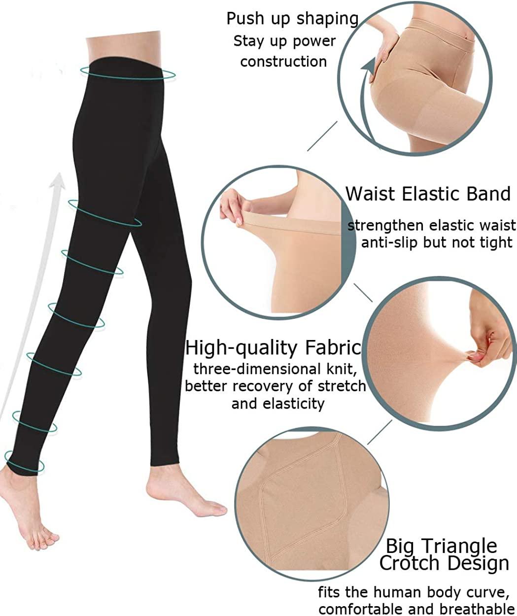 Womens Compression Footless Tights for Lymphedema 20-30mmHg - Black, Medium  