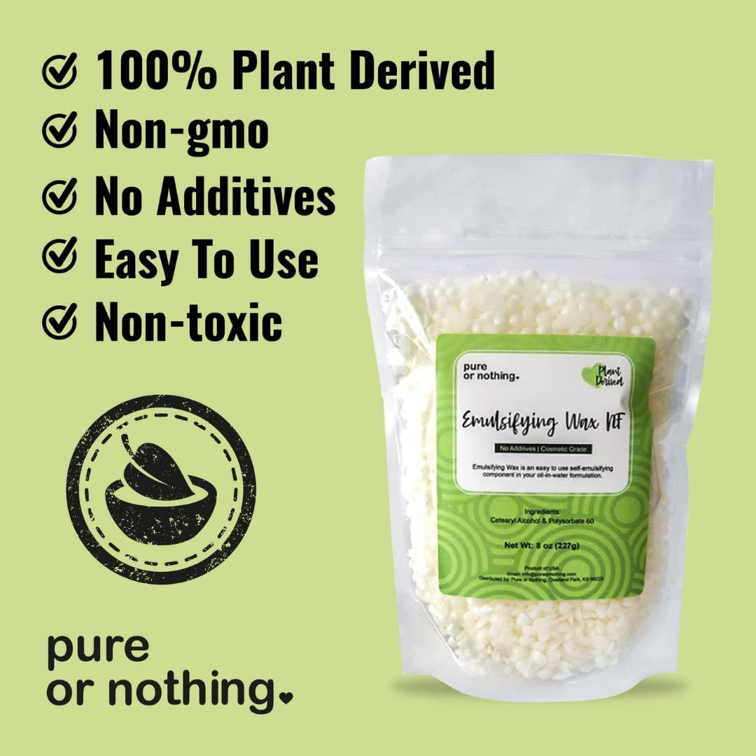 Pure or Nothing | Non-GMO Emulsifying Wax NF Pastilles - 8 oz. | Product of  USA | 100% Natural Plant Derived | For Lotion, Cream Making & Cosmetic