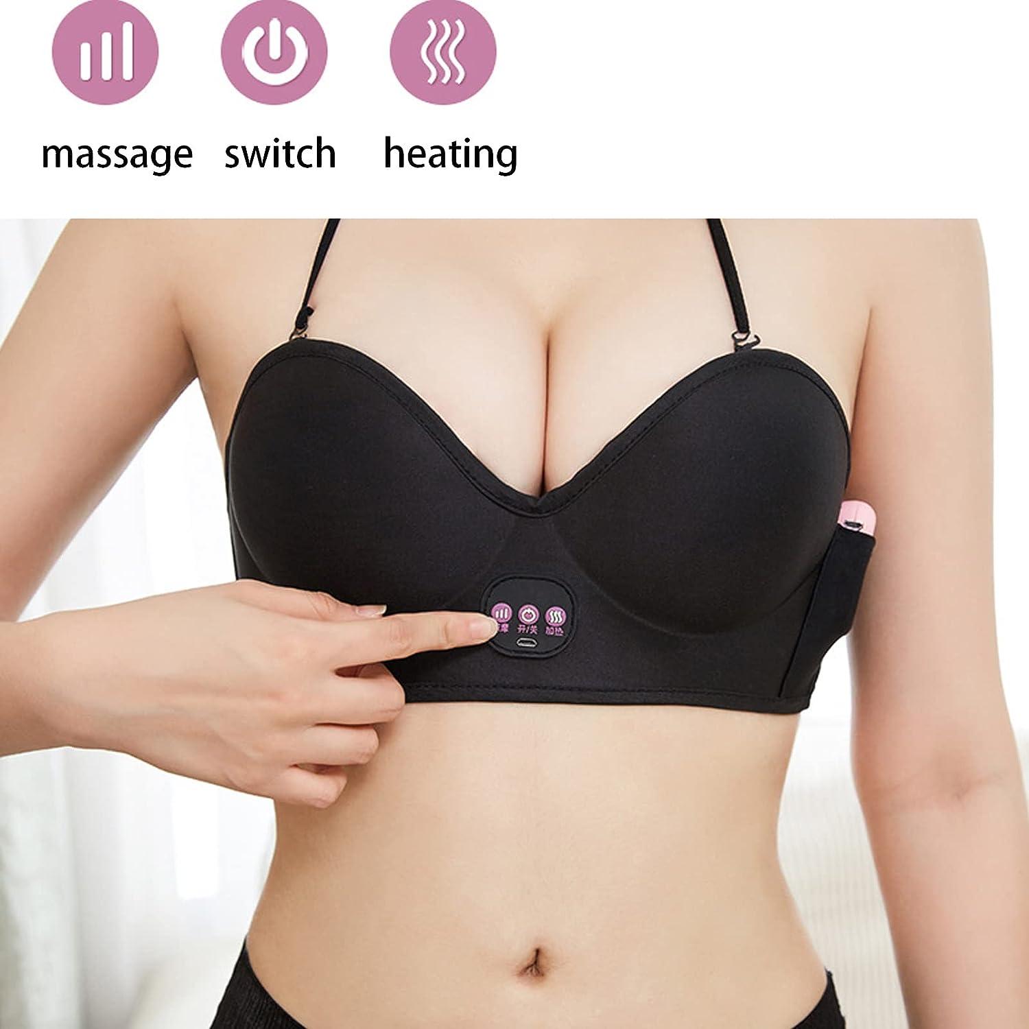 Bra Shape Electric Breast Massager Heated Vibration Massage