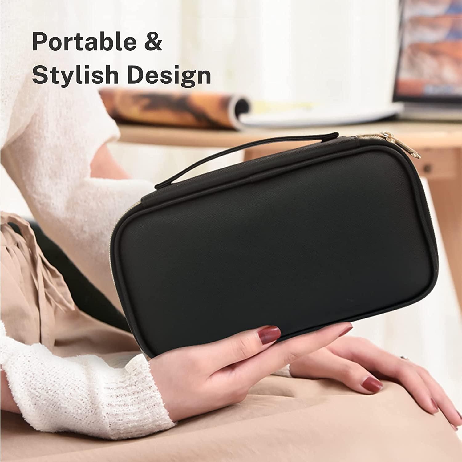 OCHEAL Small Cosmetic Bag,Portable Cute Travel Makeup Bag for Women and  girls Makeup Brush Organizer cosmetics Pouch Bags-Black