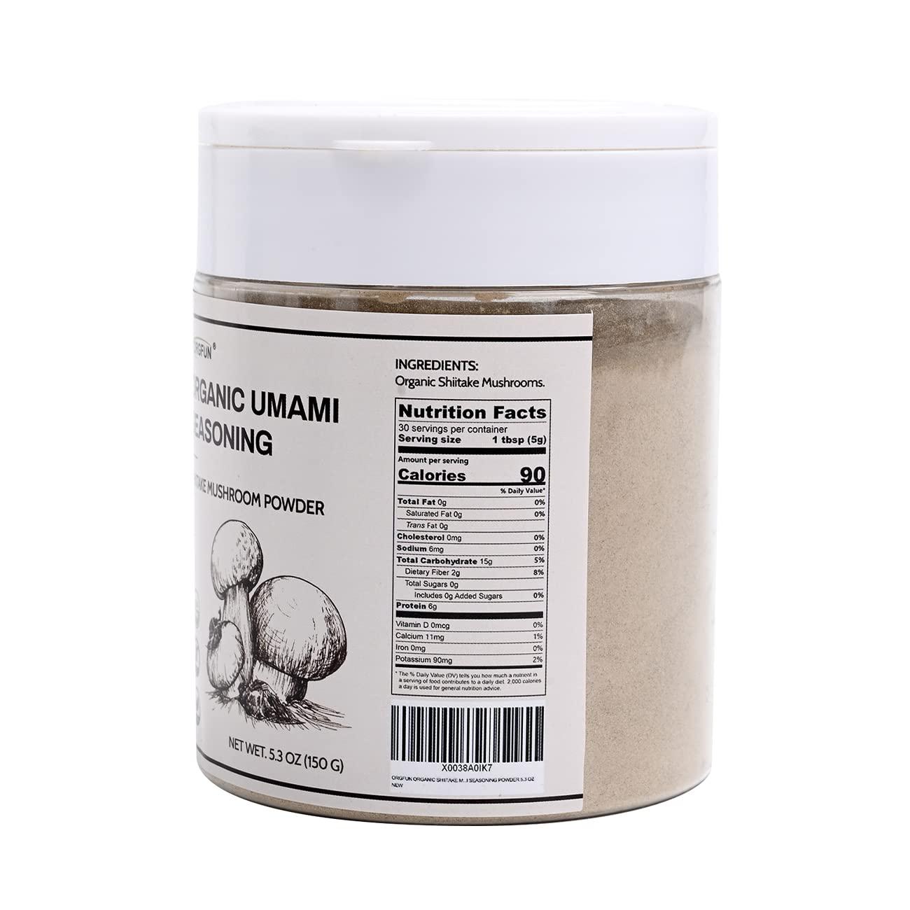 ORGFUN Organic Shiitake Mushrooms Powder, Natural Umami Seasoning, Mushroom  Powder for Cooking, 5.3 Oz