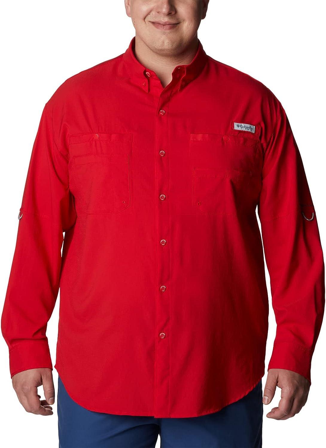 Columbia Men's Standard PFG Tamiami II UPF 40 Long Sleeve Fishing Shirt,  Red Spark, Medium