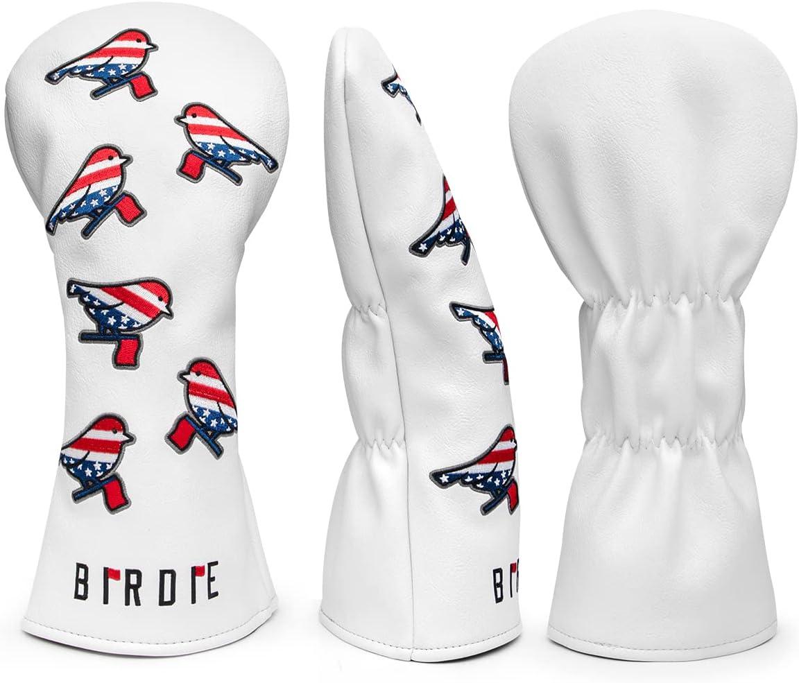 1 PCS Golf Wood Head Covers Driver Cover Hybrid Head Covers Embroidery  Birdie Bird Design Golf Club Headcovers Leather Hand-Made Wood Head Cover  for All Golf Wood Clubs White USA Flag Driver