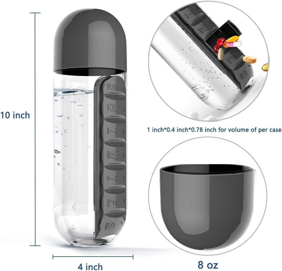 Water Bottle With Weekly Pillbox Small Combine Daily Pill Case Organizer  With Water Bottle Drug,medicine Pill's Box