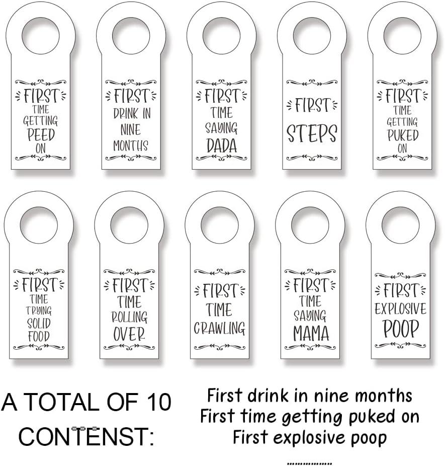 Baby's Firsts - Fun & Unique Baby Shower Gift or New Mom or Dad Gift - Baby  Milestones Add Tags to 50ml Shot Bottles (bottles not included)
