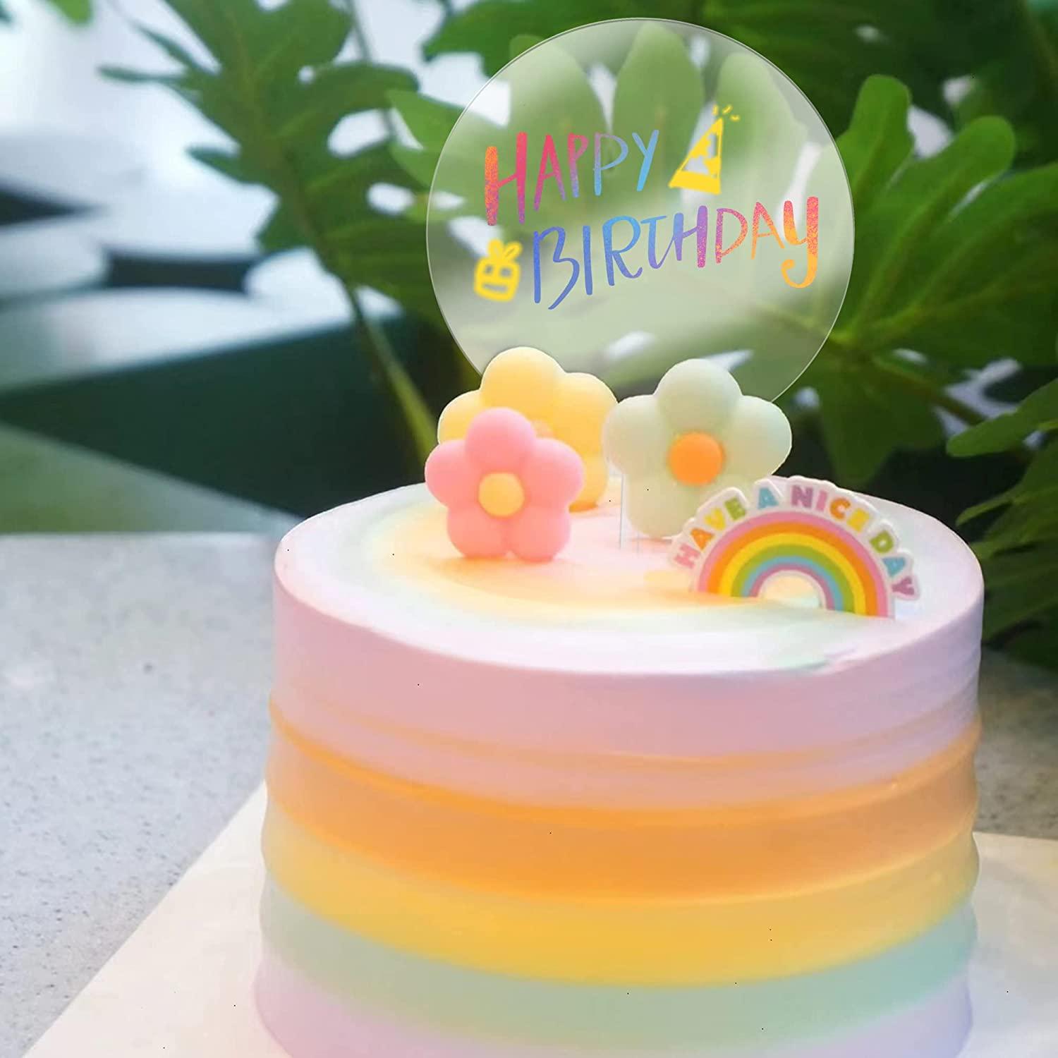 HAPPY BIRTHDAY Cake Topper (Pastel Rainbow)