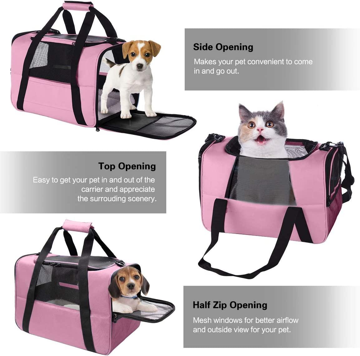 Pet Carrier bag, Airline Approved Soft-Sided Cat Dog Carrier Medium Small  Pet Travel Carrier Bag Portable Foldable Pet Bag with w/Locking Safety