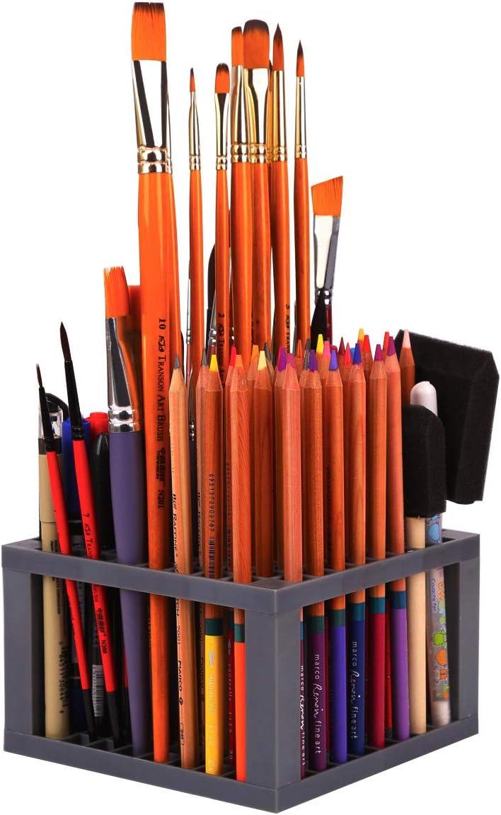 TRANSON Paint Brush Holder Organizer 96 Slots Desk Caddy for Pens