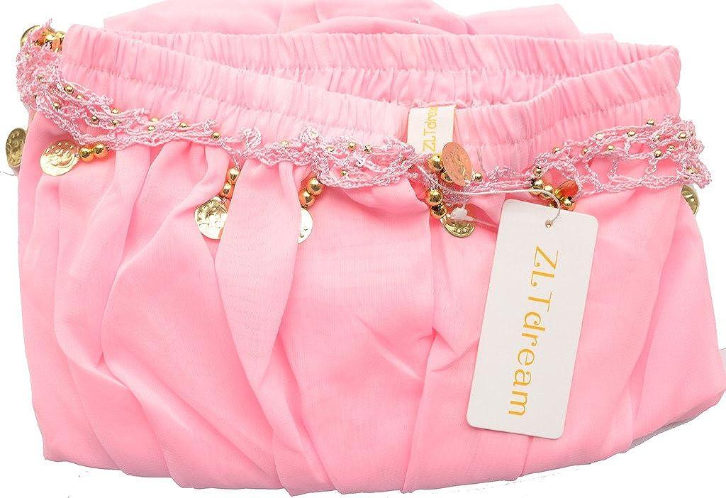 ZLTdream Women's Belly Dance Coins Lantern Pants One Size Pink