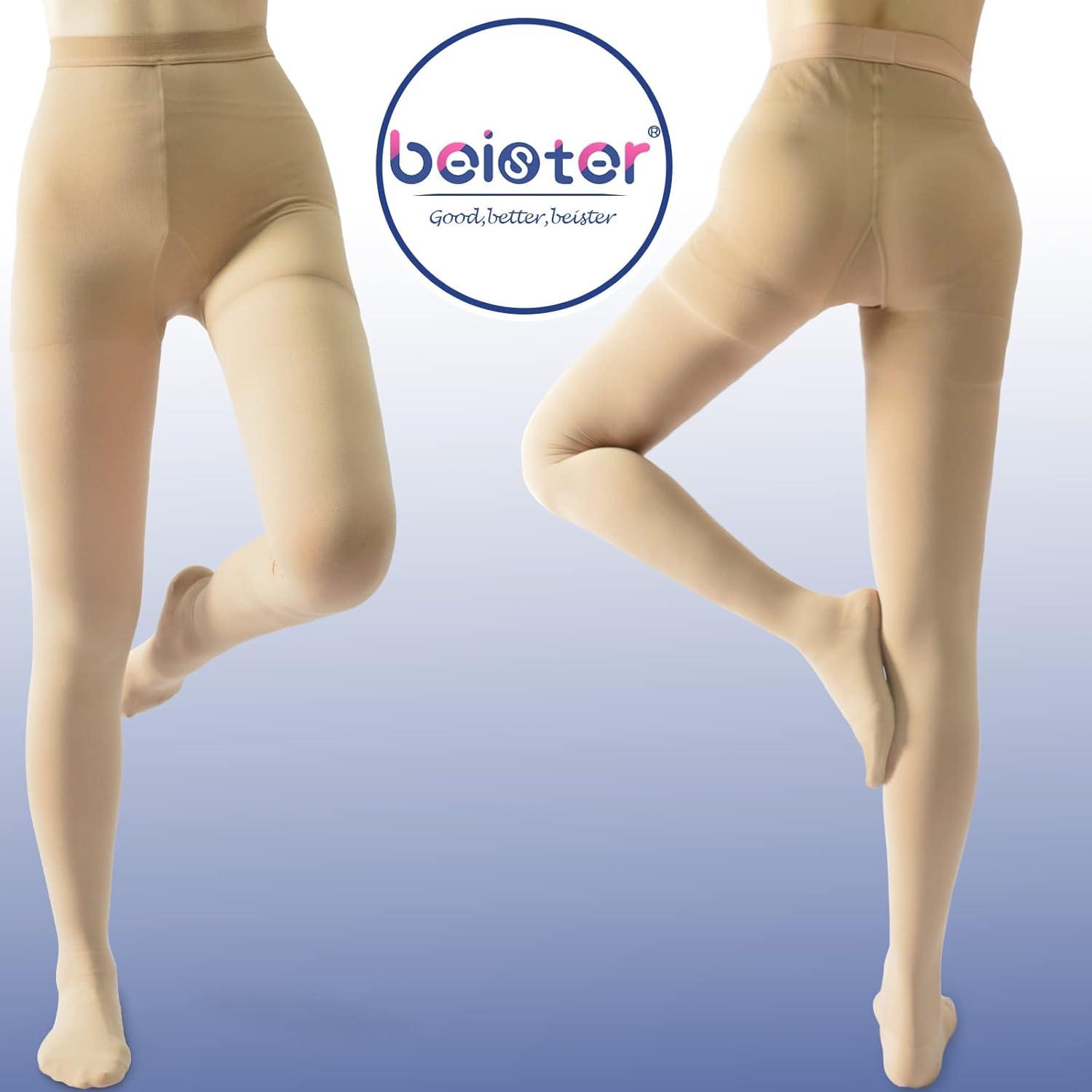 Women Compression Pantyhose Tights 30-40 mmHg Socks for Pregnancy Varicose  Veins Pants Hose Stockings Leggings (Beige,Footless)