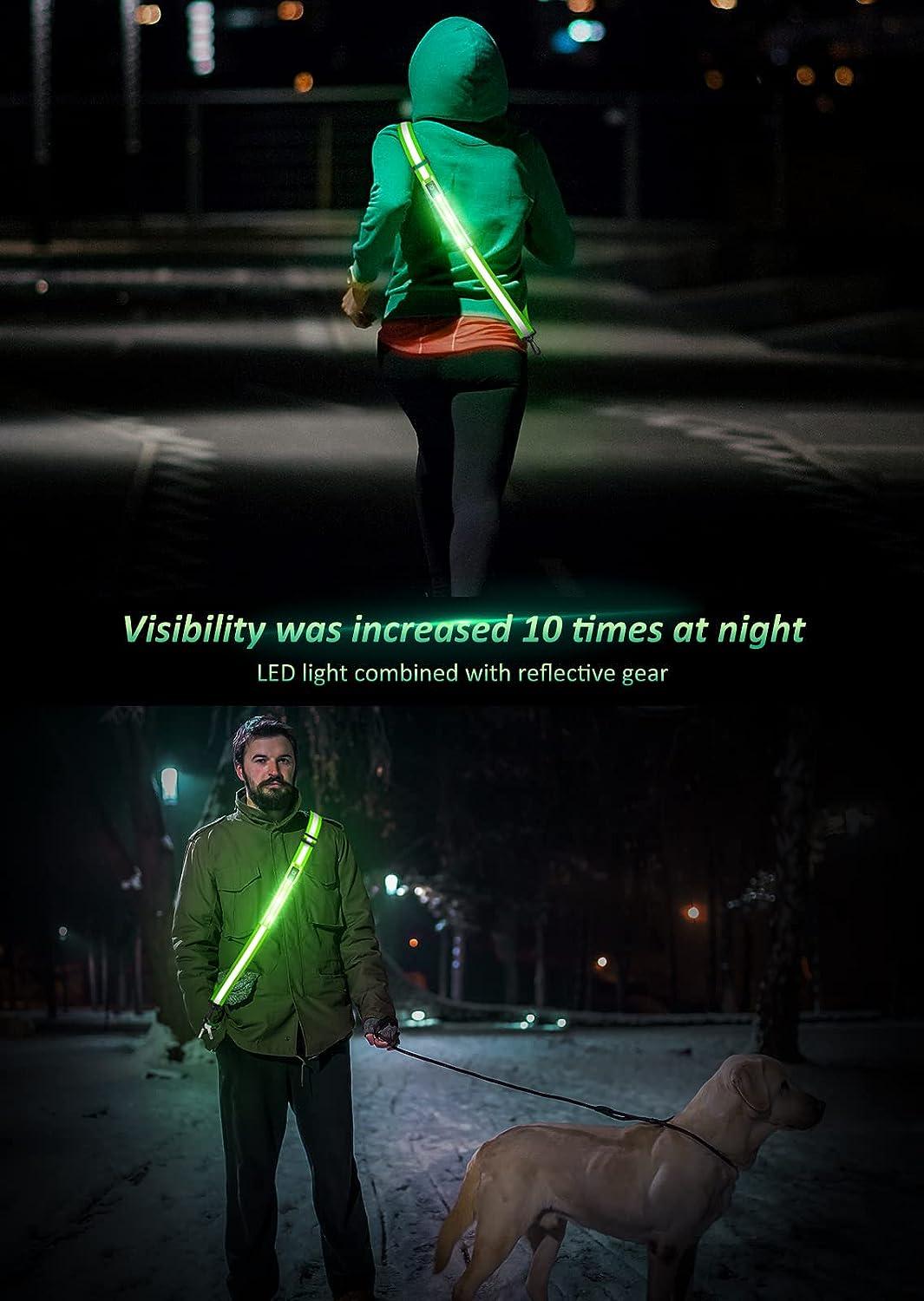 LED Reflective Belt Sash Walking Gear,Safety Lights for Walkers at  Night,High Visibility Safety Rechargeable Reflective Running Gear for Men  Women Kids Night Dog Walking Gear (Green) : : Sports & Outdoors