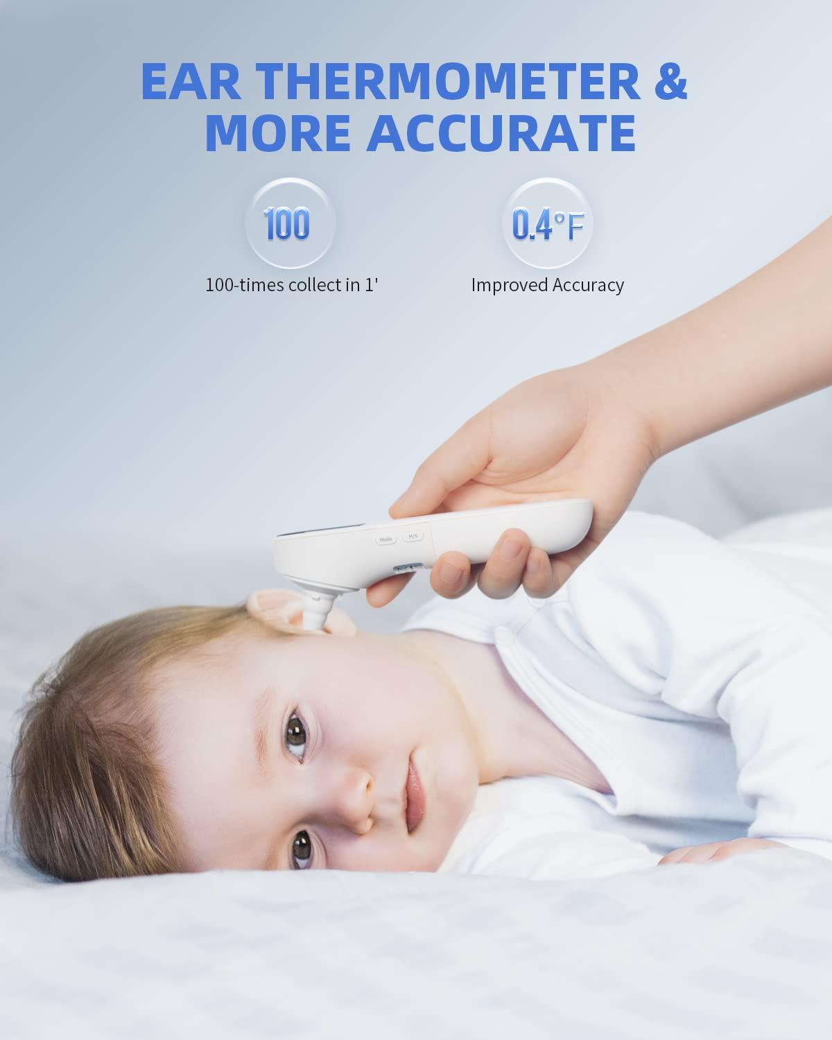 Digital Thermometer for Kids and Adults - Baby Thermometer for Infants -  Temperature Ear or Forehead Thermometer No Touch - Fever Alarm, 40 Recalls  
