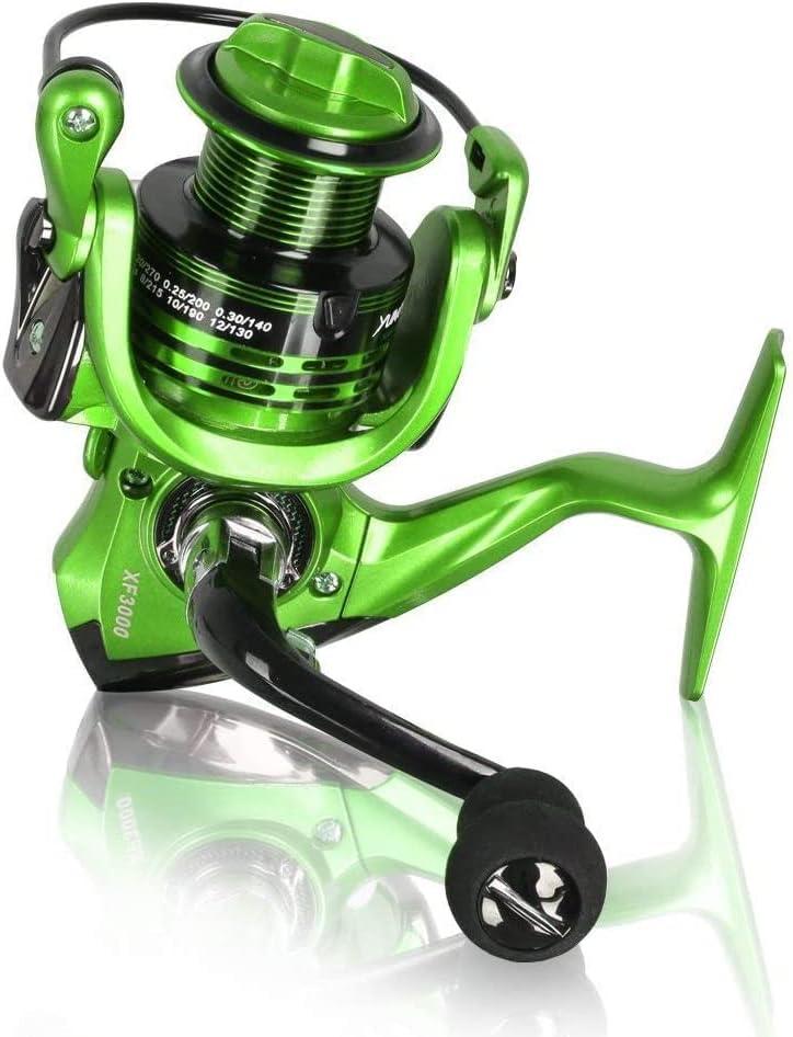 Spinning Fishing Reel Ultra Smooth Powerful Light Weight Carbon Fiber with  5.5:1 Gear Ratio Metal Body Collapsible Handle13+1BB for Freshwater  Saltwater Fishing Green XF3000