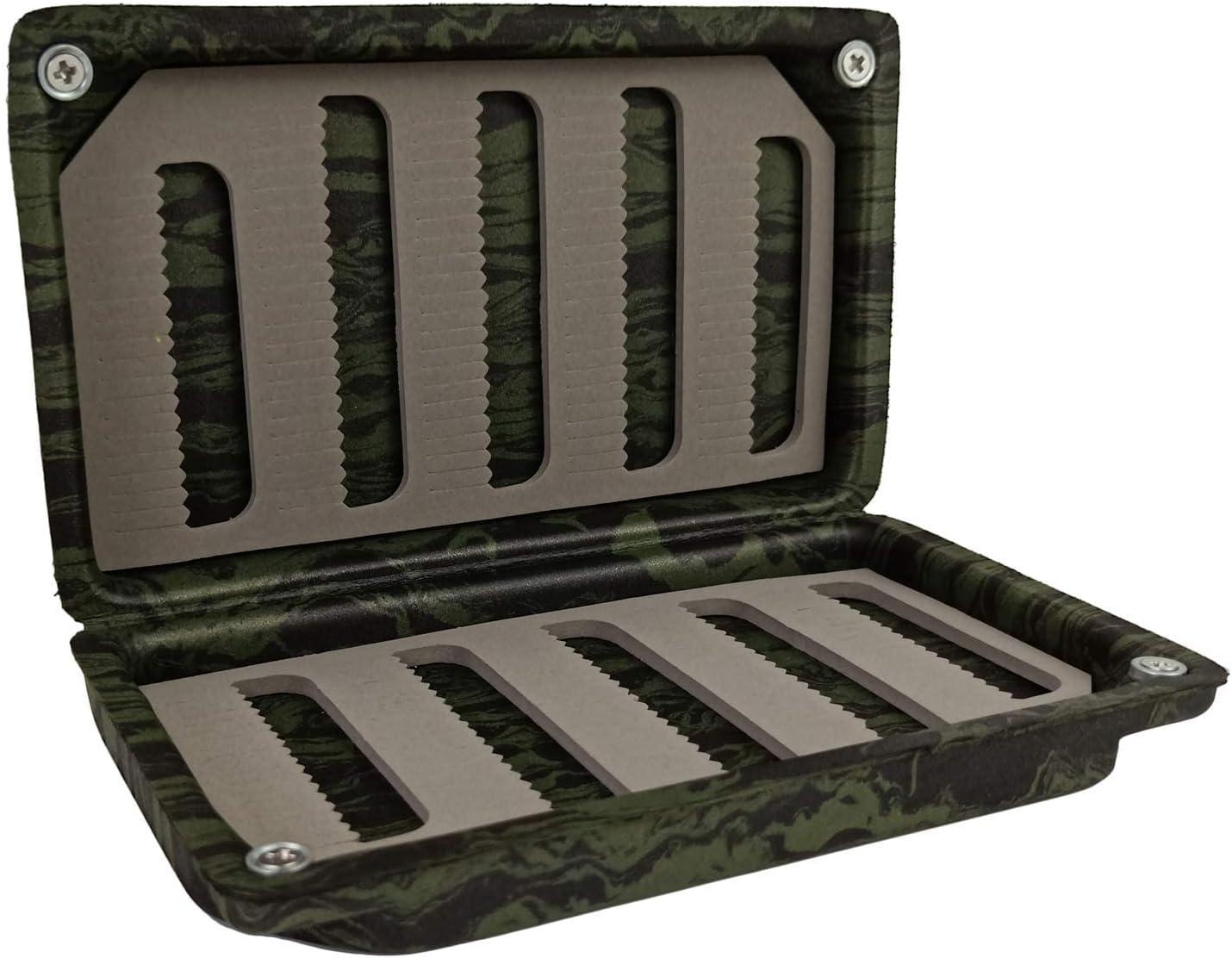 Aventik 2 PC Fly Box Float Tackle Box Slit EVAFoam Fly Fishing Tackle Boxes  Fishing Storage 6X3.48X1.2inch Camo green+Camo black -2pc pack