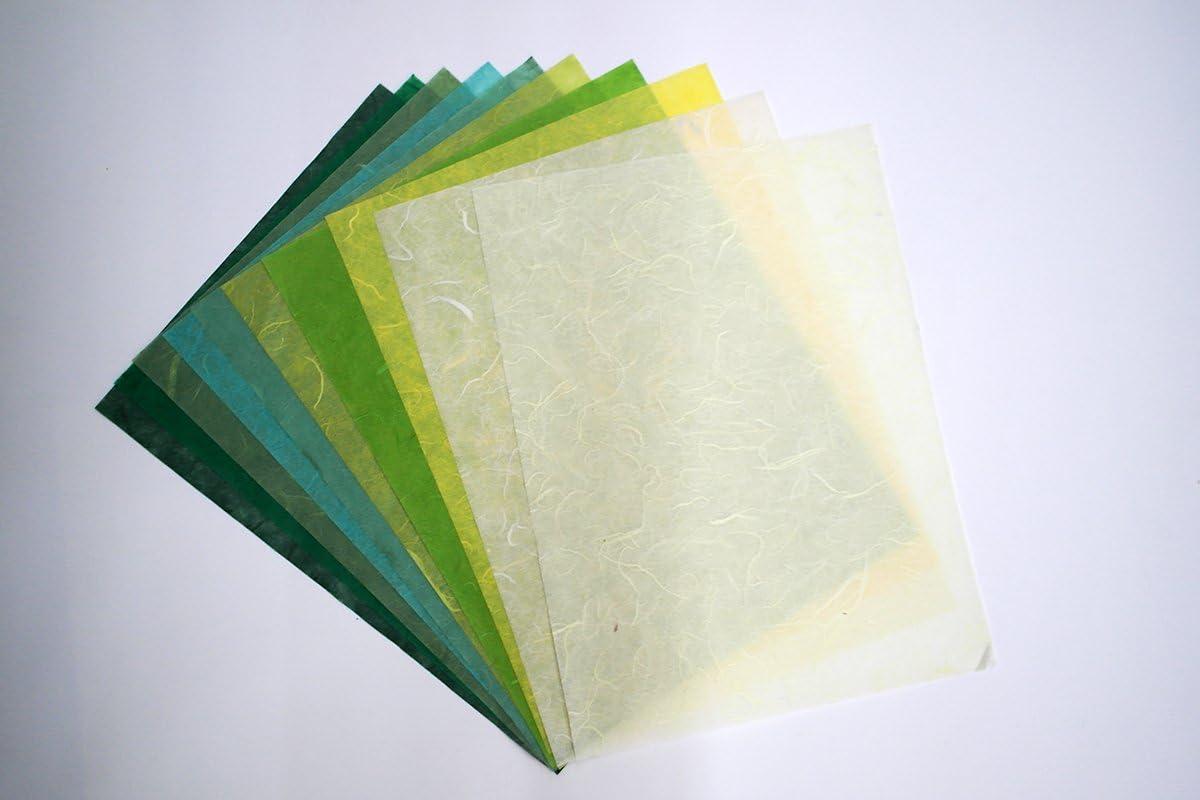 MulberryPaperStock 65 Hand Made Tissue Mulberry Paper Sheets Natural Fiber  8.5 x 11-inch Design for Japanese Origami and Hand Craft Include Red Green  Blue Yellow Color