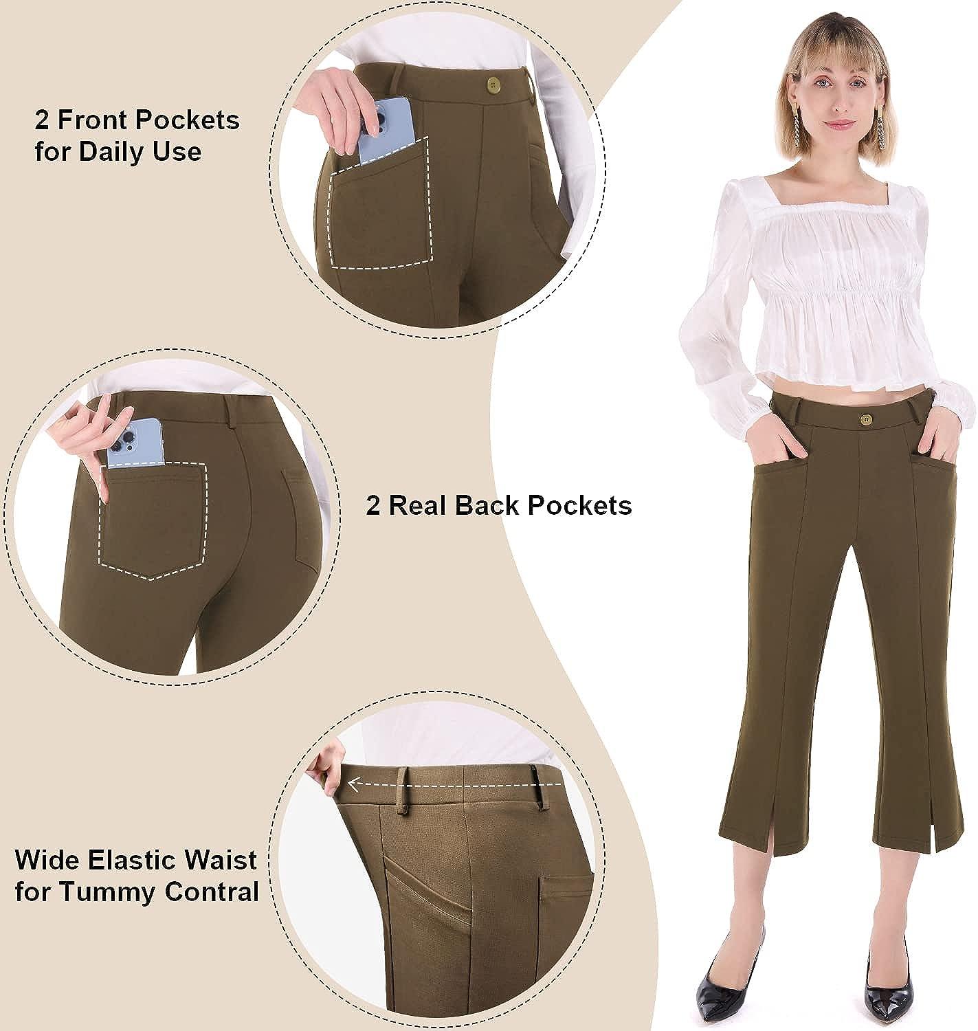 PUWEER Dress Pants Women Business Casual Stretch Ankle Pants for Women  Office Cropped Capri Work Pants with Pockets : : Clothing, Shoes 