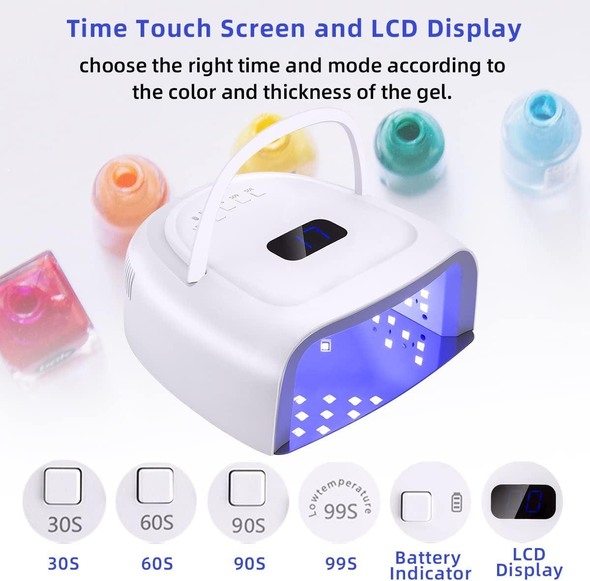 UV LED Nail Lamp - Rechargeable - Cordless - 60W - with extra Battery