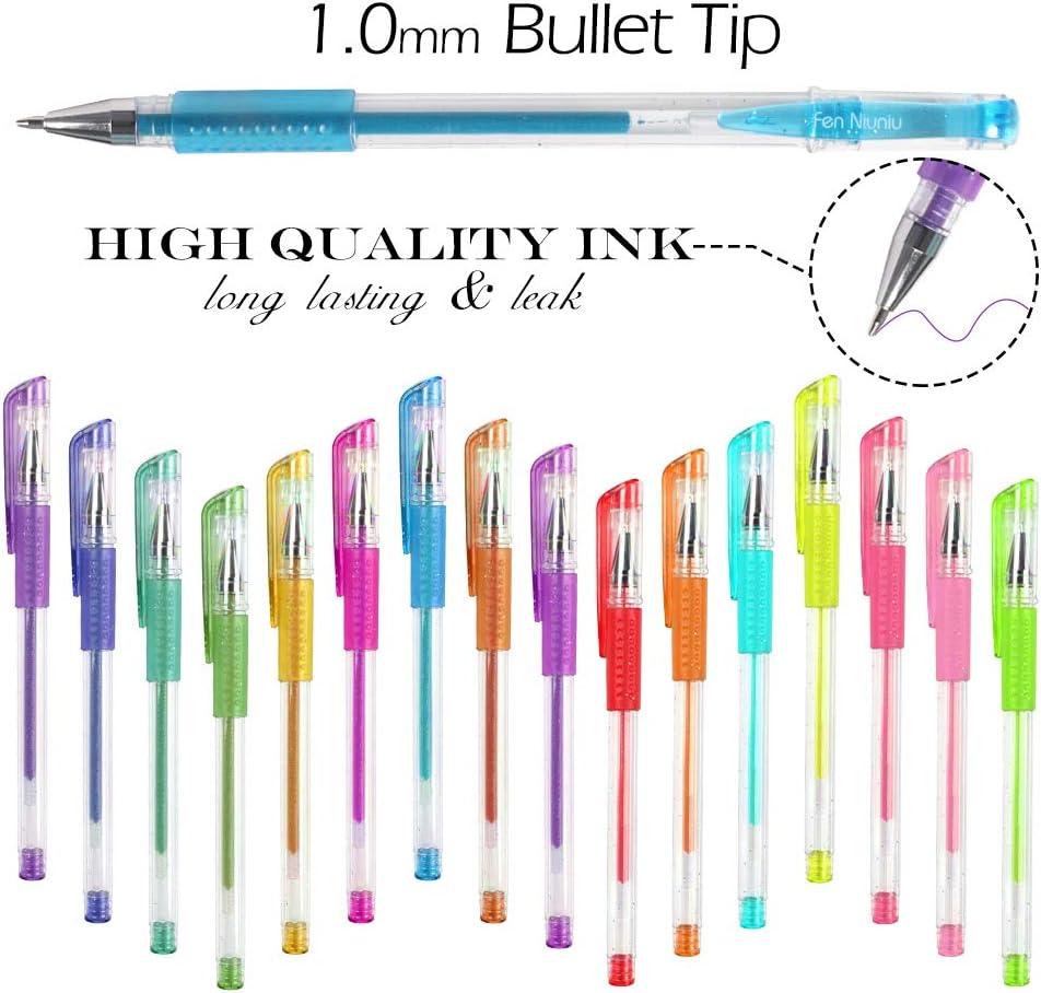 Glitter Gel Pens Set 24 Colored Glitter Pen with 24 Refills for Adult  Coloring Books Craft Drawing Doodling, 40% More Ink
