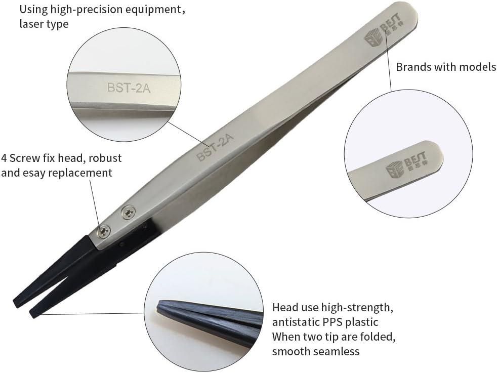 Precision Tweezers Anti-Static Non-magnetic Stainless Steel Phone Repair Kit