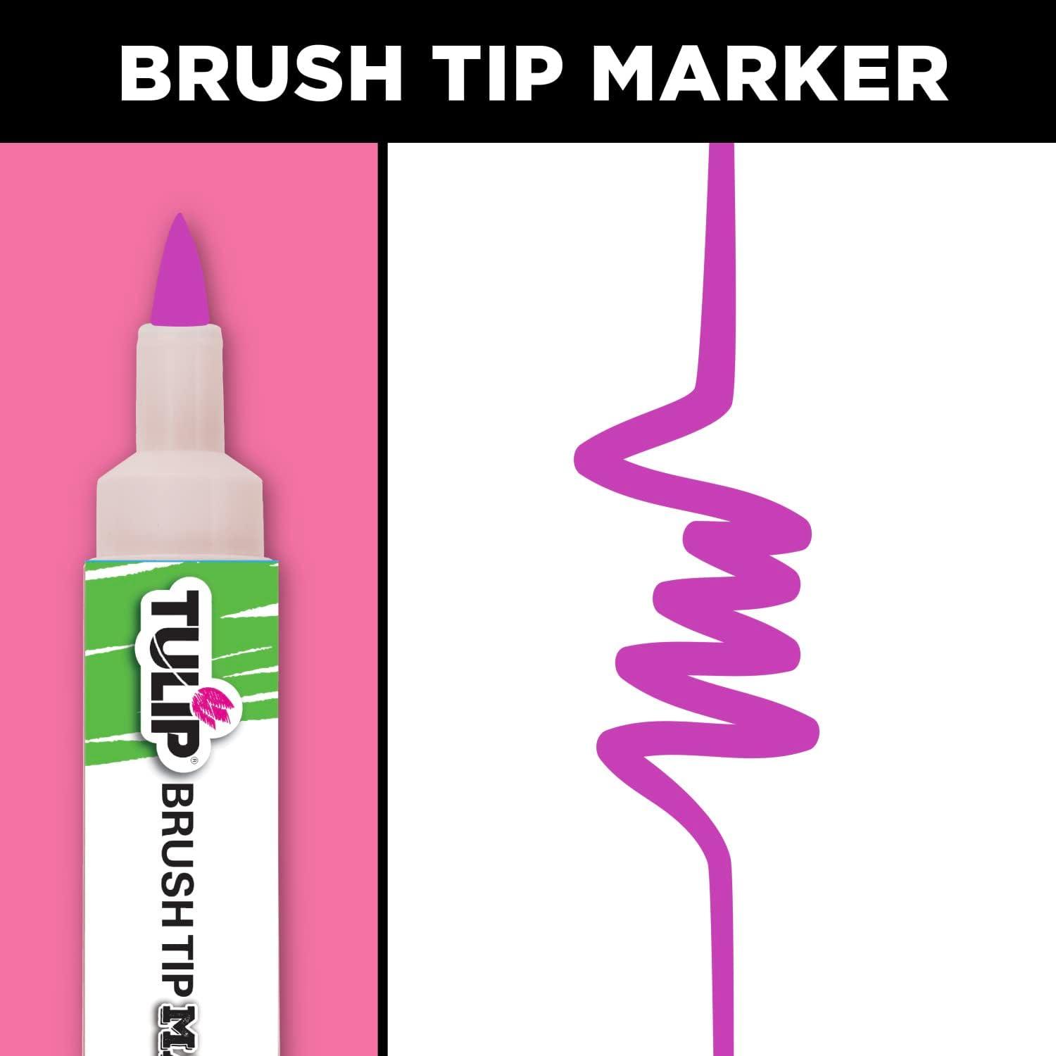 Tulip Permanent Fabric Brush Tip Markers, Neon, Set of 10