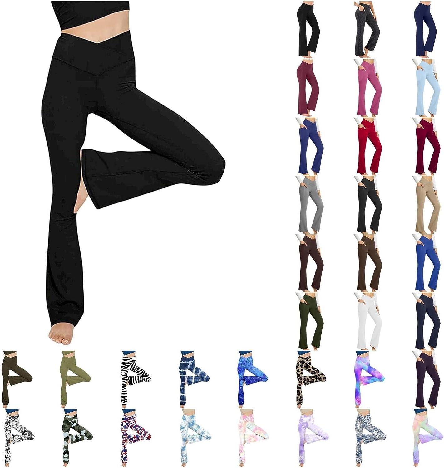 2023 Women Yoga Open Leg Flare Pants High Waist Butt Lift Casual