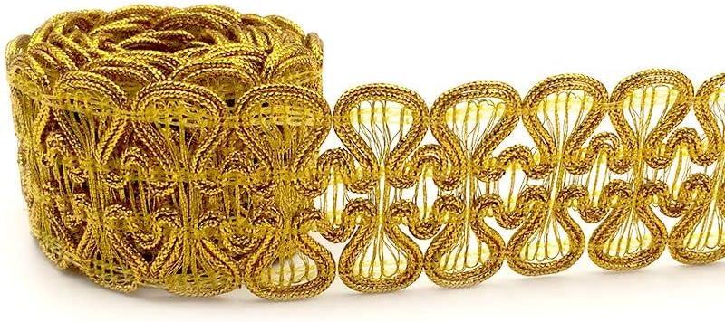 CRASPIRE 13 Yards Gold Edge Woven Braid Trim Handmade Polyester Sewing Gold  Metallic S Wave Braid Trim Crafts Decorative Trim for Curtain Slipcover DIY  Costume Accessories 0.59/15mm(W)