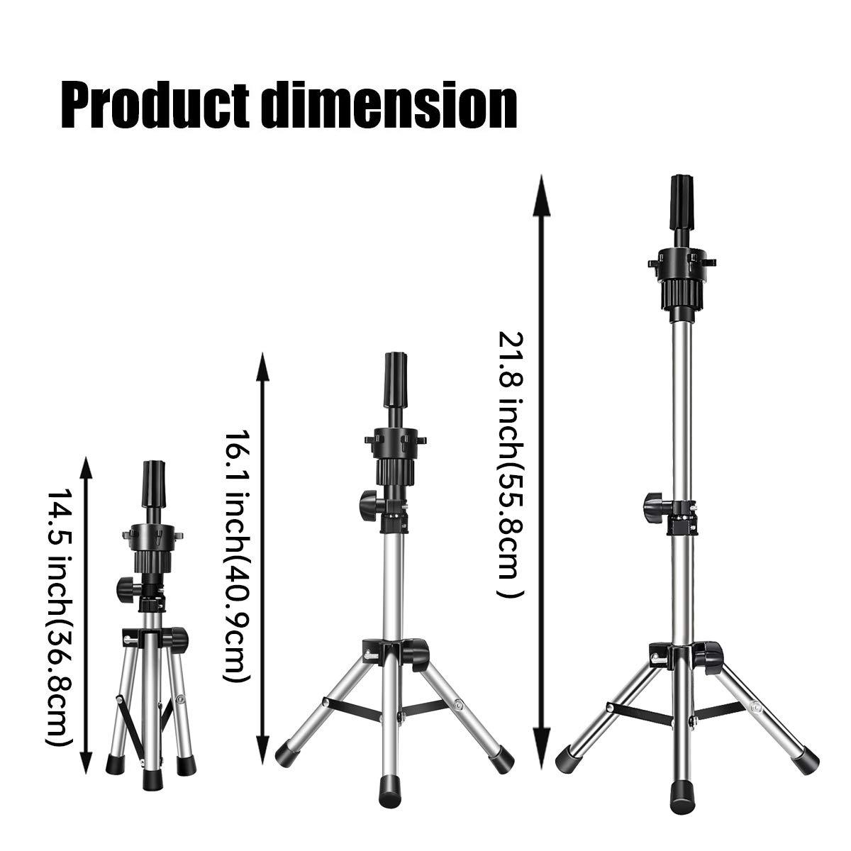 Adjustable Mannequin Head Stand Tripod With Canvas Block Head