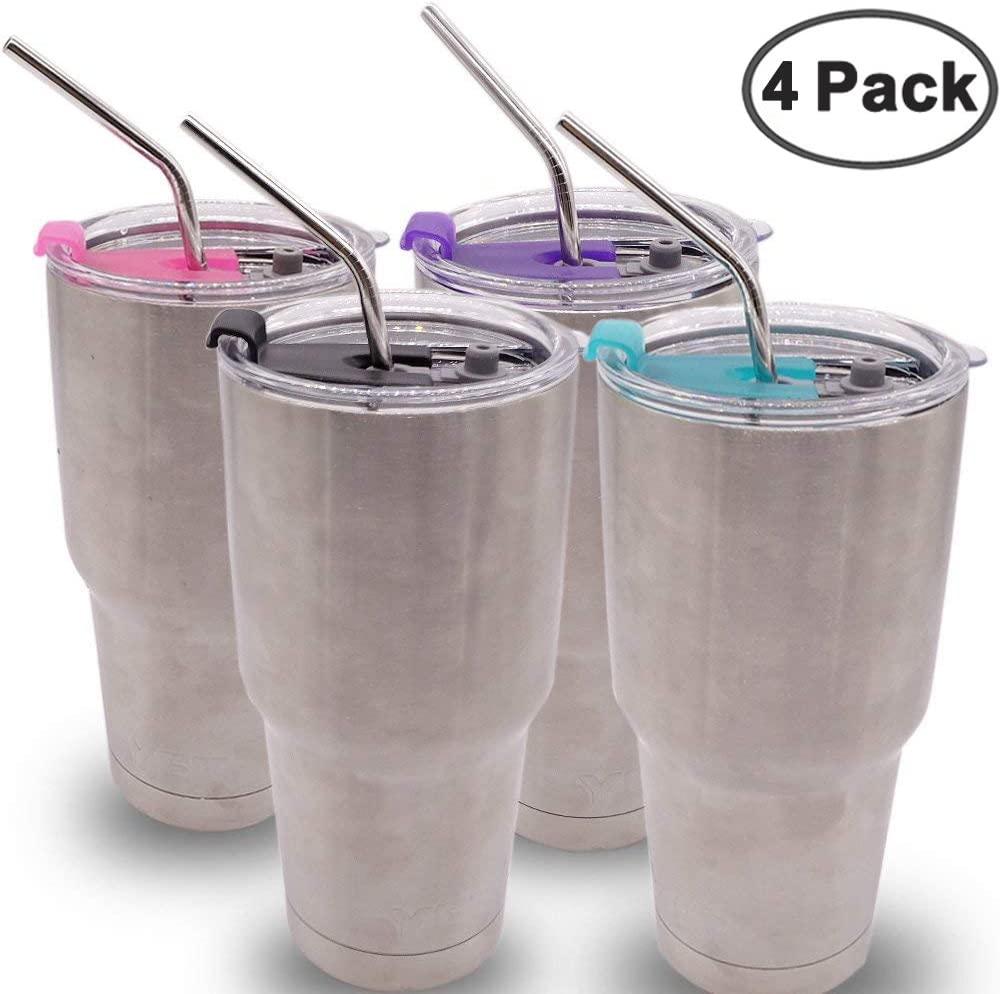4 Pack 20 Oz Tumbler Replacement Lid,Spill Proof,Tumbler Lids for Yeti, Rambler,Ozark Trail, Straw Friendly (Double Hole) 