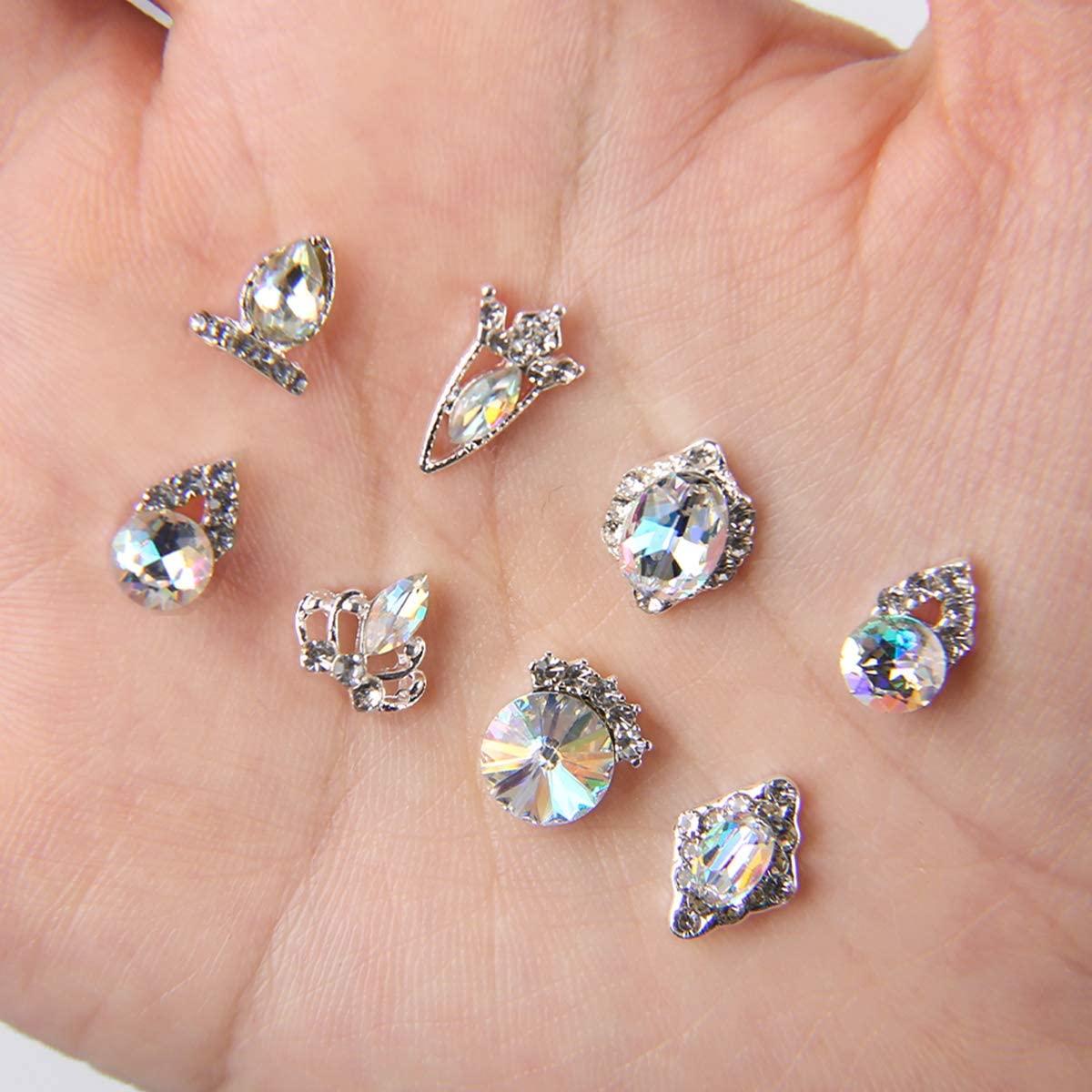 48pcs Nail Crystal AB Rhinestones, Nail Diamonds Glass Metal Gems