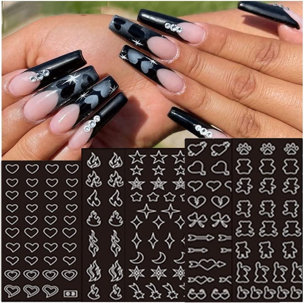Buy Dornail 6 Sheets Airbrush Stencils Nail Stickers Butterfly Flower Moon  Star Heart Cross French Nail Decals Printing Template Stencil Tool DIY Nail  Designs Nail Art Decorations Online at desertcartCosta Rica