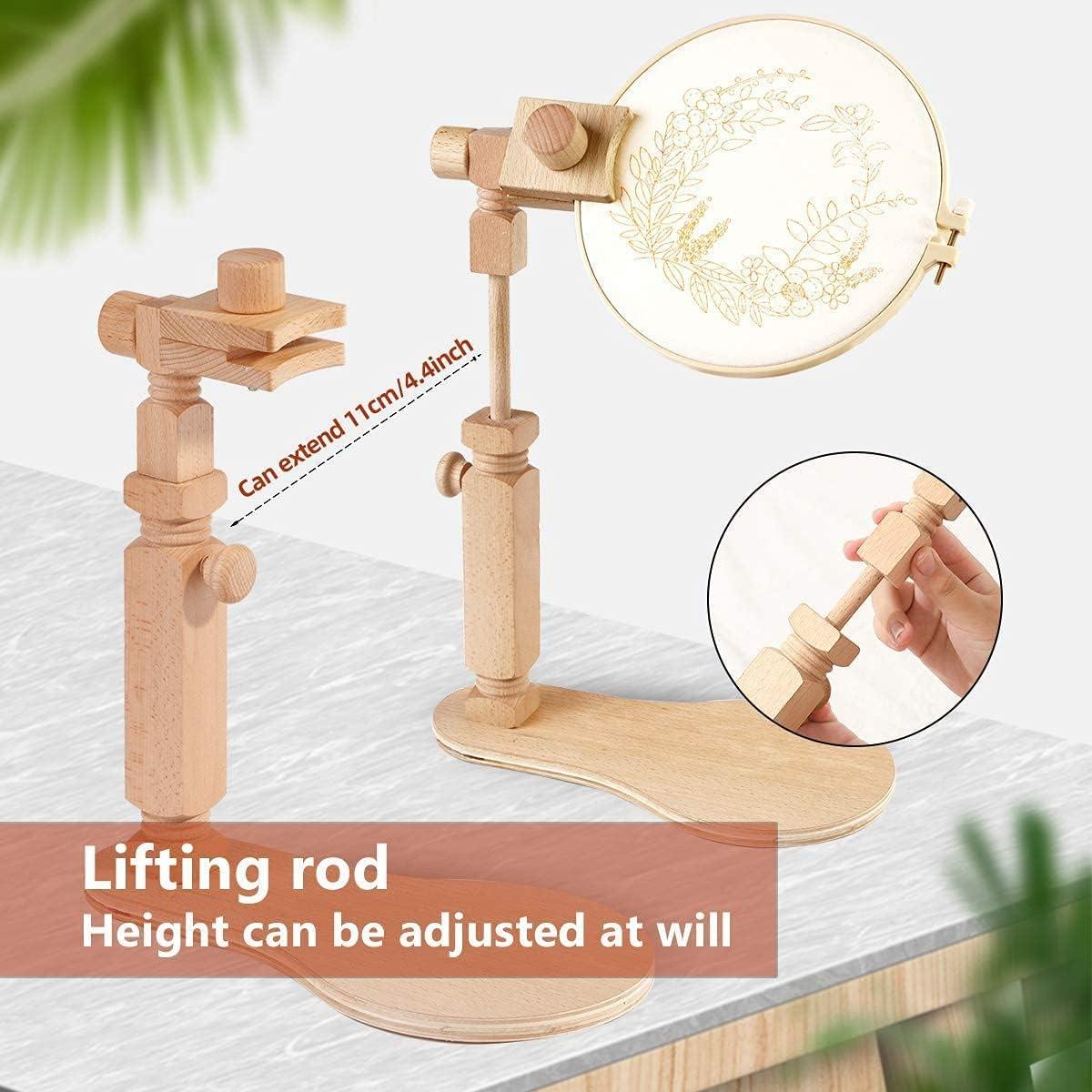 Embroidery Stand for Hoop, Wooden Table Frame Hoop Holder With Adjustable  Height, Tools for Hand Embroidery 