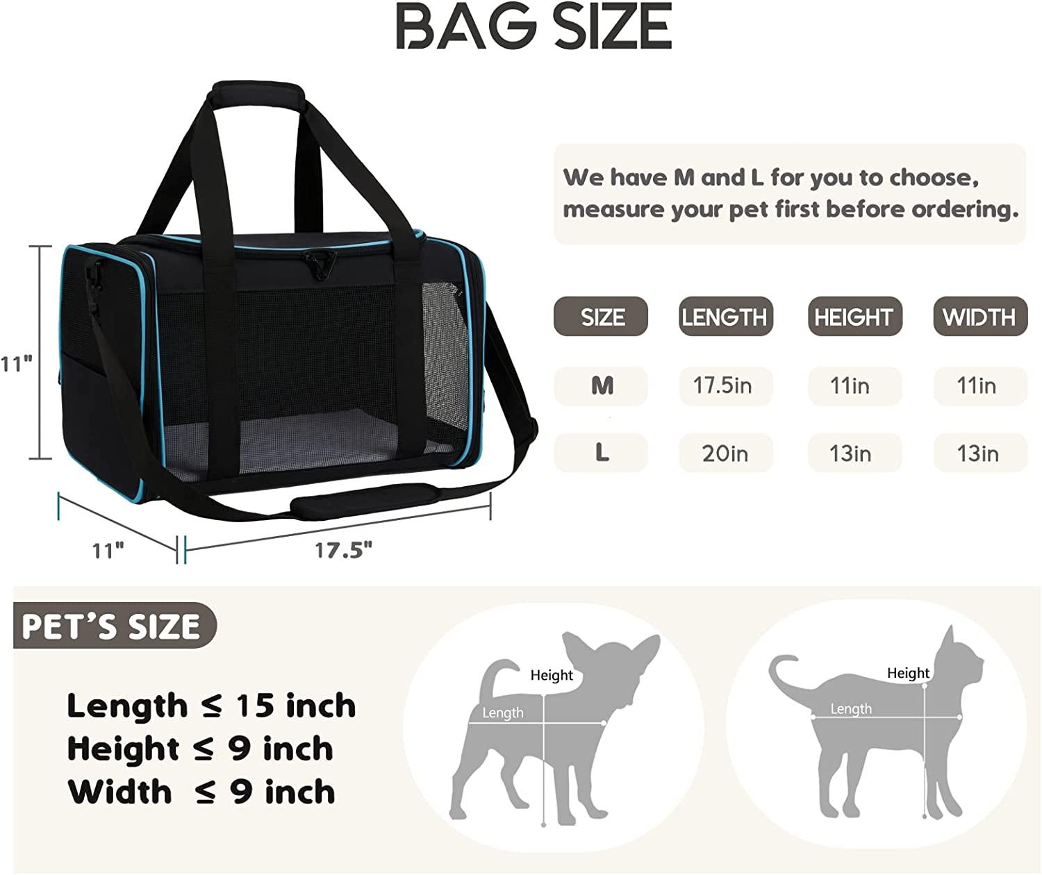 Soft Pet Carriers for Medium and Large Cats, 2 Kitties and Small Dogs  Comfortable Washable Bed, Adjustable Shoulder Strap - China Soft Pet Carrier  Bag and Airline Approved Bag price
