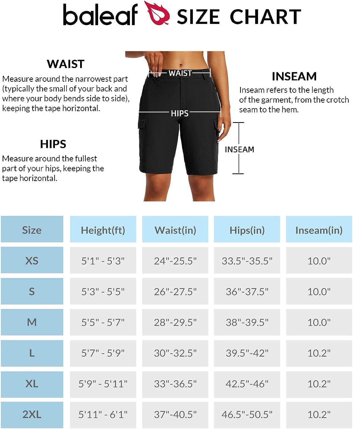 BALEAF Women's Long Hiking Shorts 10 Cargo Short Summer Quick Dry Bermuda  with Pockets UPF 50+ Water Resistant Black X-Large