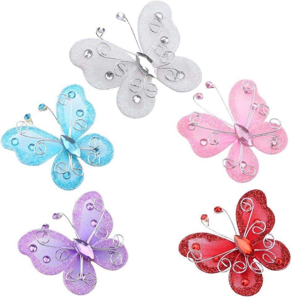 Ipetboom 50pcs Mariposas Decorativas para Fiesta Wedding Craft Butterfly  Wire Glitter Butterflies Transparent Mesh Decor DIY Removable Butterfly