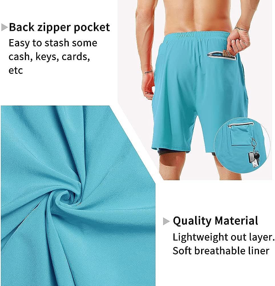 TENJOY Men's 2 in 1 Running Shorts 5 Gym Athletic Quick Dry Workout Shorts  for Men with Phone Pockets Light Blue : : Clothing, Shoes &  Accessories