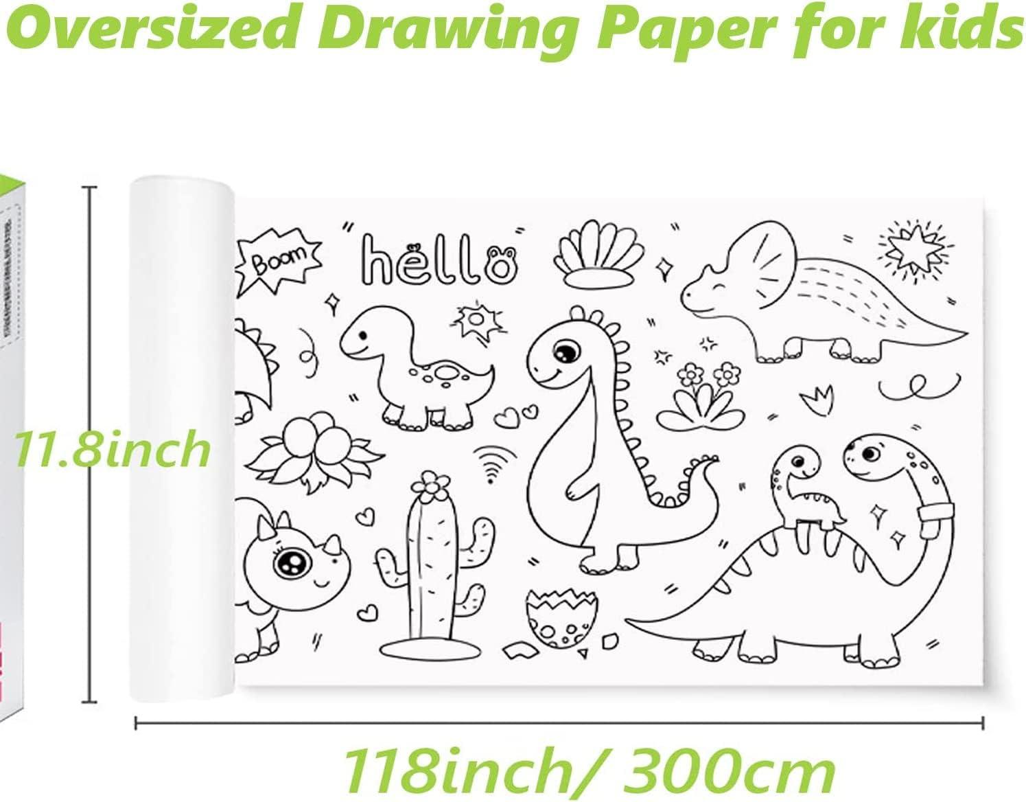 Children's Drawing Roll - Coloring Paper Roll for Kids, Drawing Paper Roll DIY Painting Drawing Color Filling Paper, 118*11.8 Inches(No Glue), Size