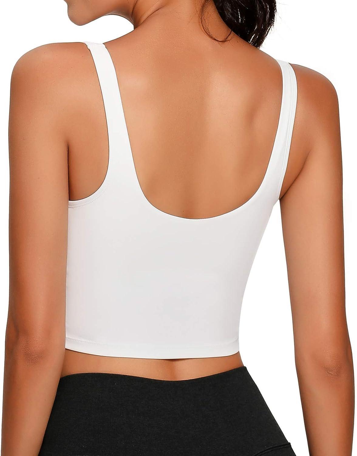 Lemedy Women Padded Sports Bra Fitness Workout Running Shirts Yoga Tank Top  (S, White) 