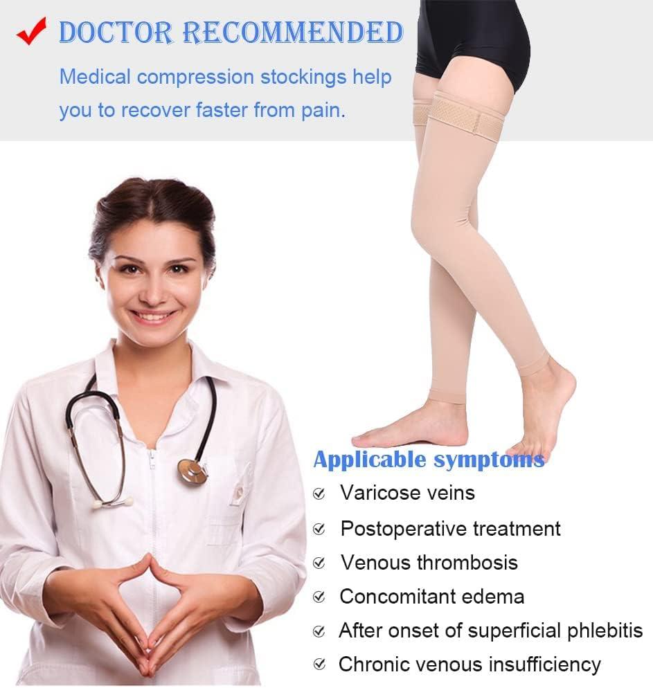  GLEMOSSLY Thigh High Medical Compression Stockings for Women &  Men,Footless,20-30 mmHg Firm Graduated Support Compression Hose for  Treatment Varicose Veins Swelling : Health & Household
