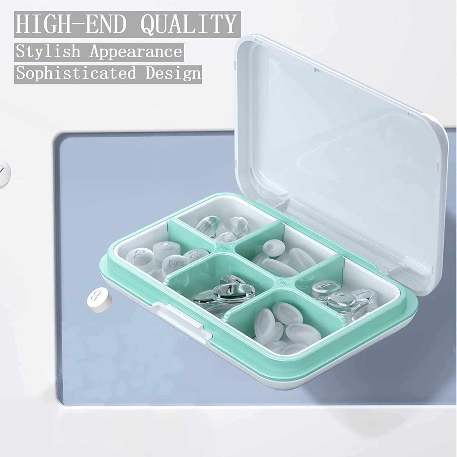 MEACOLIA 4 Pack Travel Pill Case Small Pill Organizer Portable Cute Pill  Box for Pocket Purse Moisture Proof Pill Holder Daily Pill Container with 3