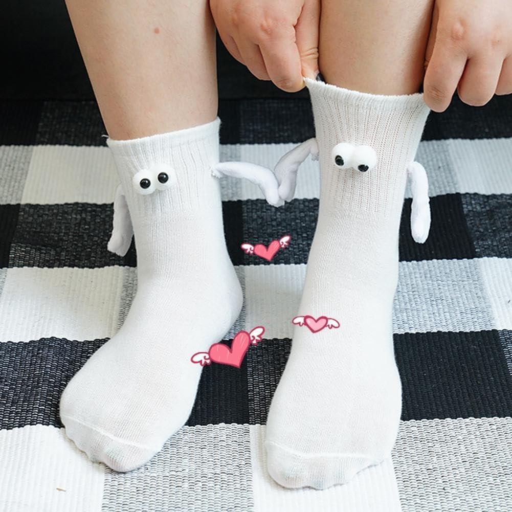 1/3/5 Pair Funny Magnetic Suction 3D Doll Couple Socks Funny Socks for  Women Men Unisex Funny Couple Holding Hands Sock for Couple 5 pair White