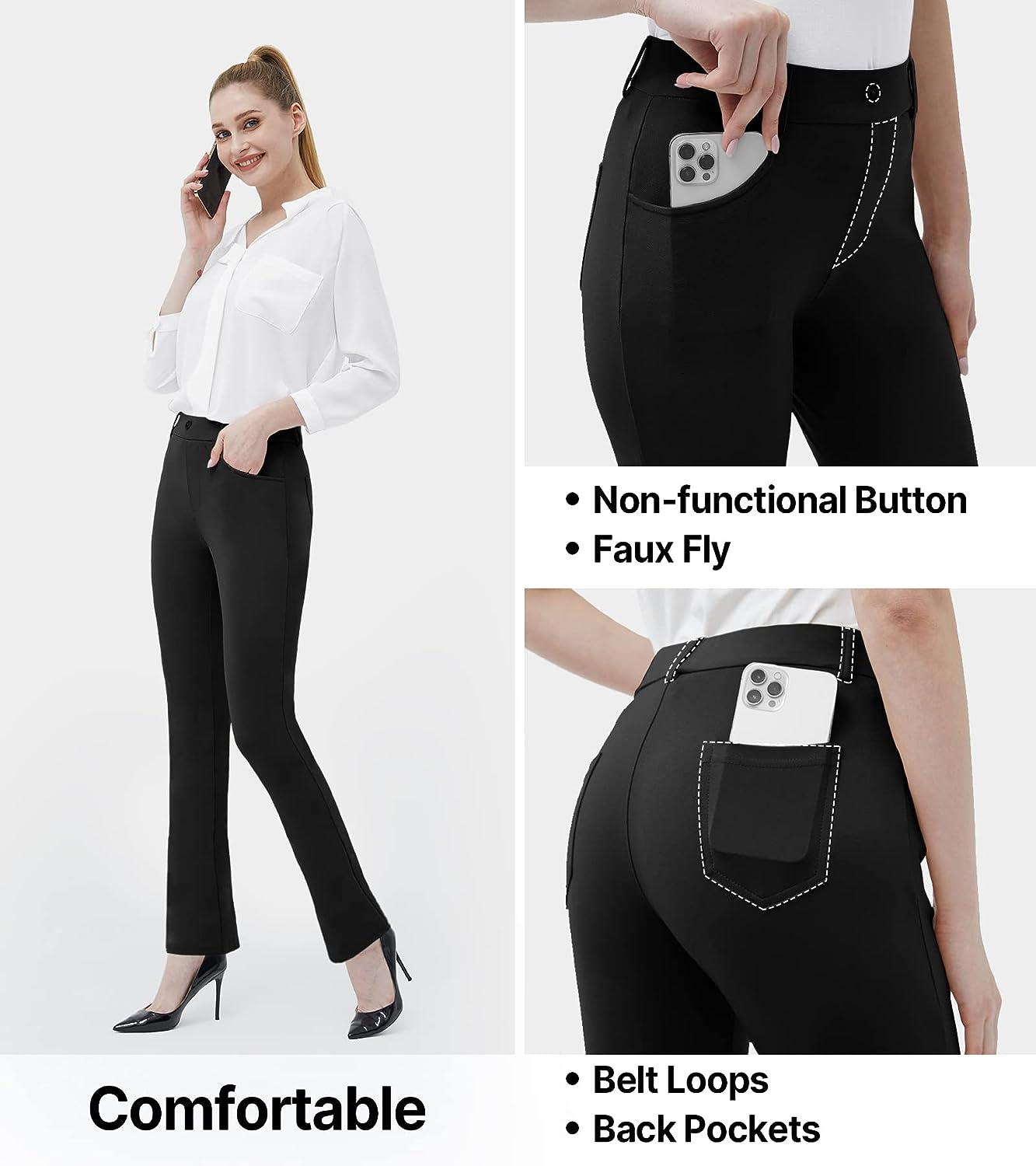 Women Business Casual Trousers Straight Thin Office Formal Elastic