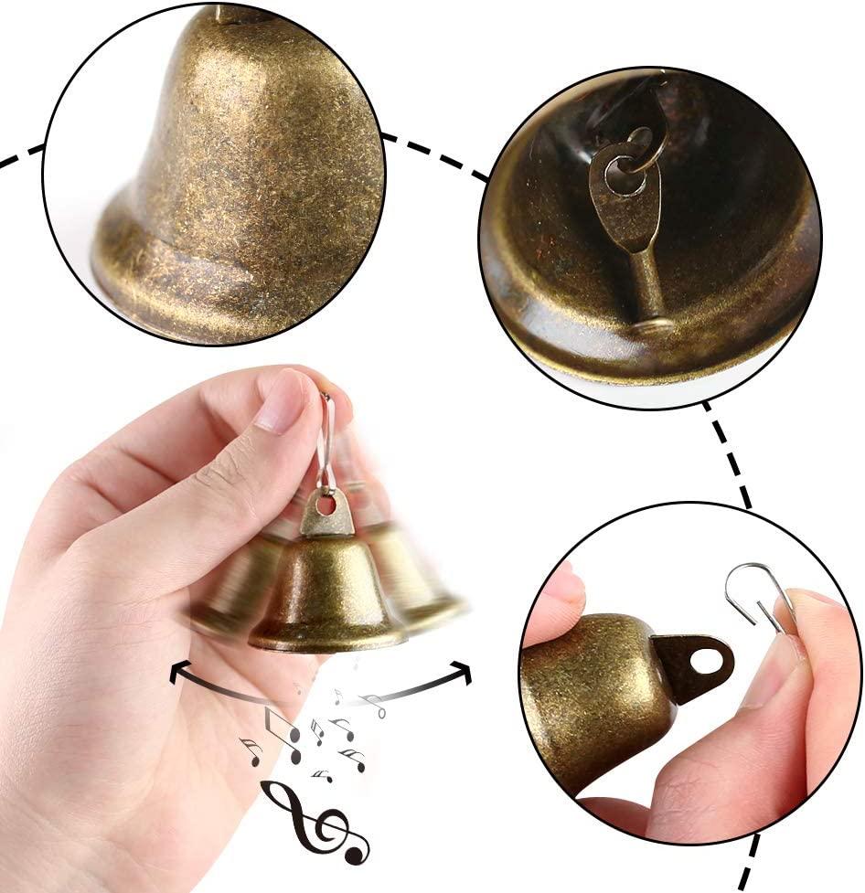 Visland Small Bells Jingle Bells Vintage Bells for Hanging Christmas Wind Chimes Making Dog Training Doorbell Wedding Decor, 50pcs, Gold
