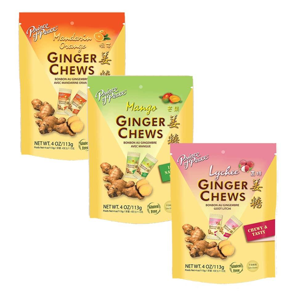 Ginger Chews Candy Original Flavo 4oz Original Lemon Orange Mango Lychee And Peanut Butter 8195