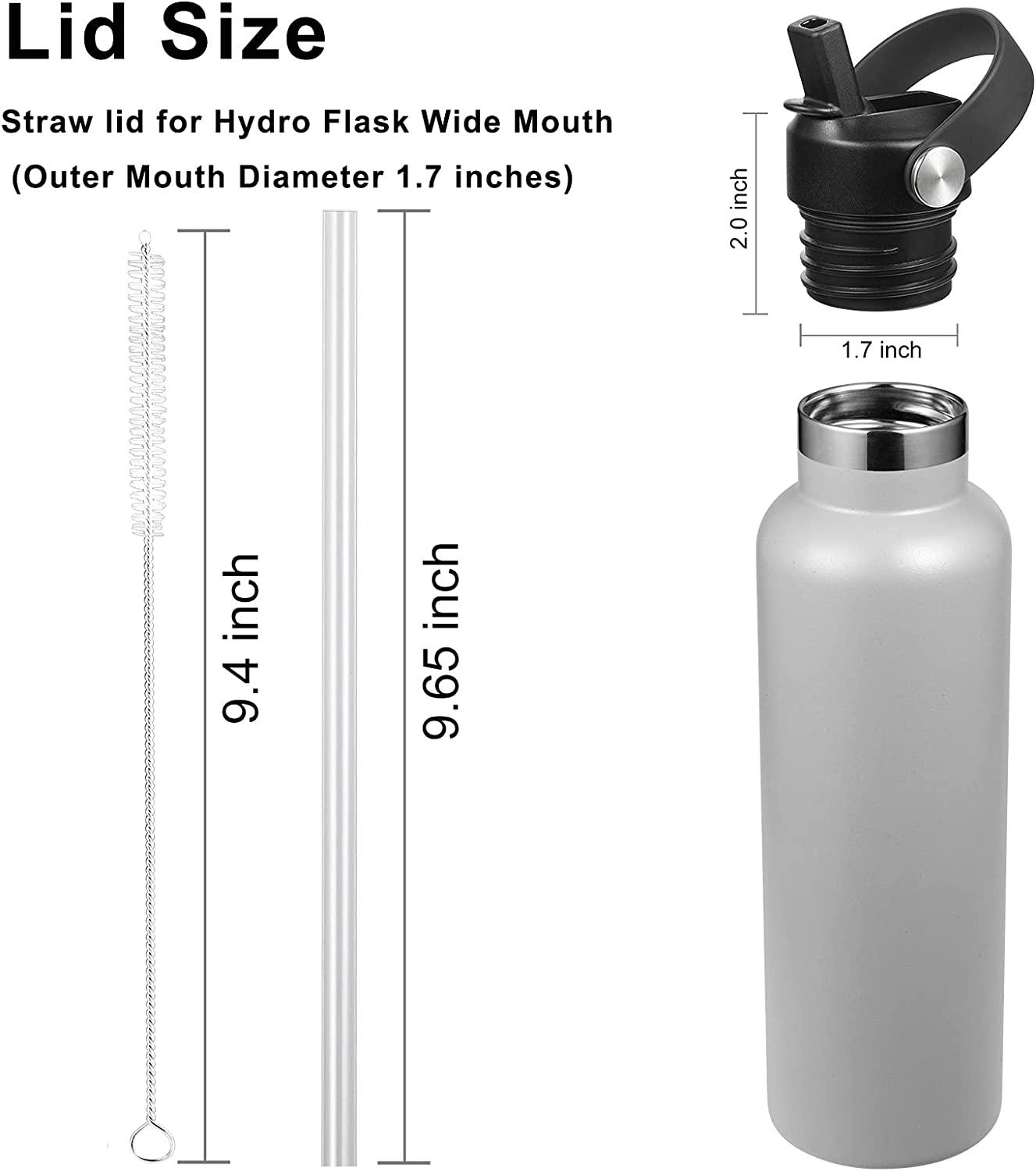 Hydro Flask Water Bottle - Wide Mouth Straw Lid 2.0 - 40 oz Black