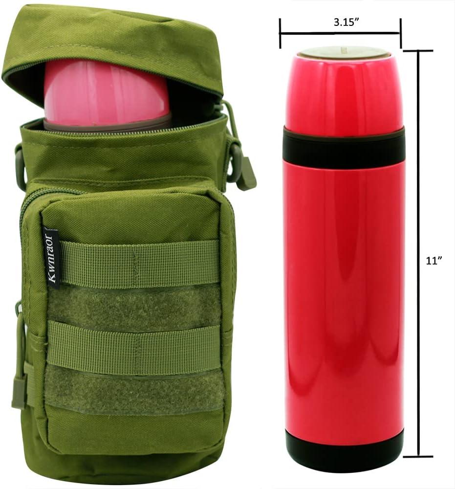 Molle Water Bottle Holder, Tactical Water Bottle Pouch Military Sports  Kettle Pouch for Outdoor Travel Cycling with D-Ring Hook Army Green
