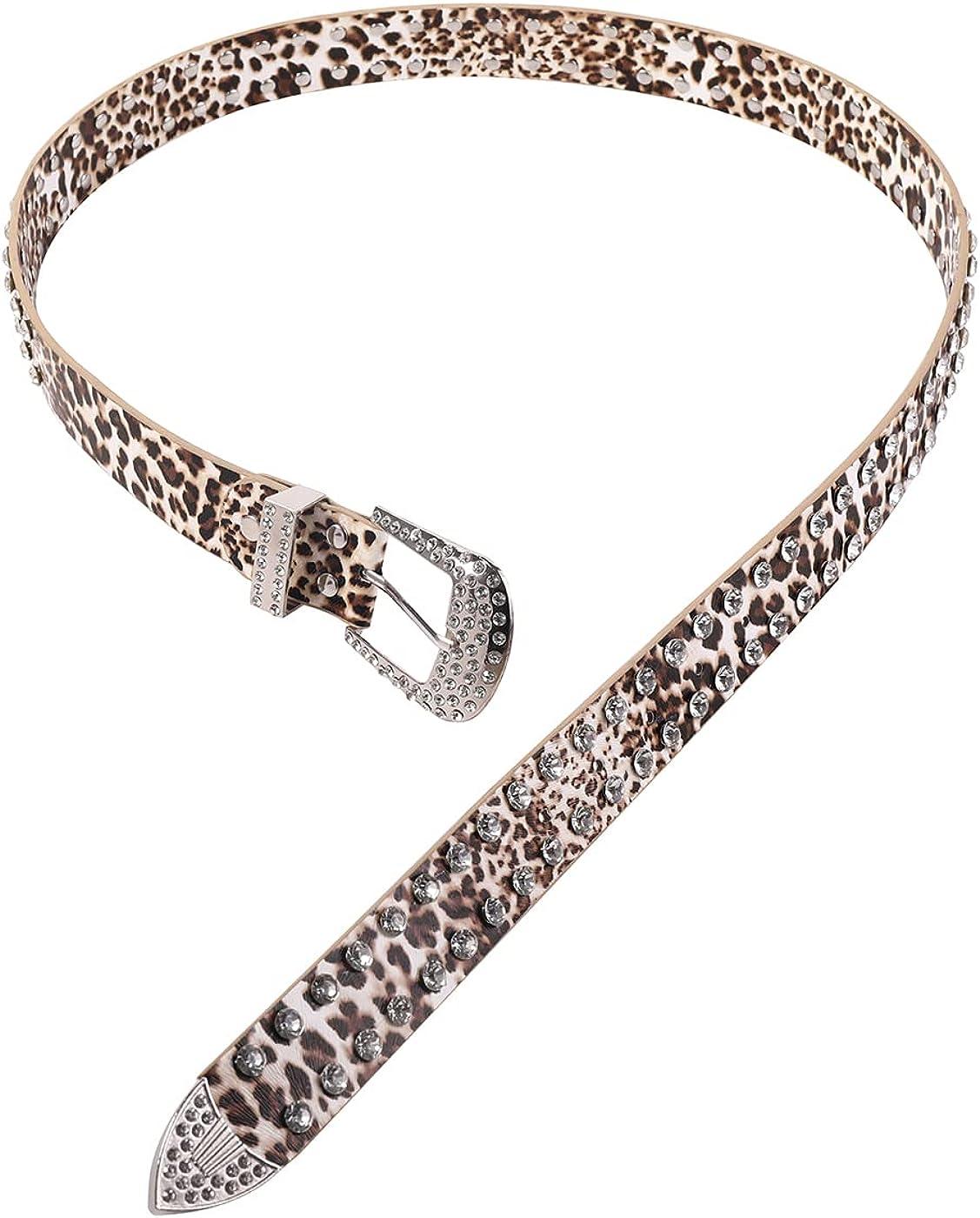 Womens Leopard Print Leather Belts for Women, Waist Belts Designer