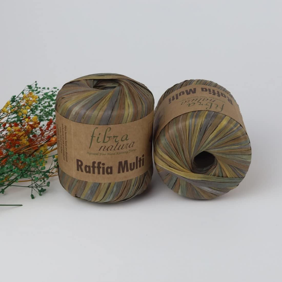 Fibra Natura Raffia Yarn, %100 Cellulose Rayon, Paper Macrame Cord, 40G 1.41 oz 90m 99yd, Natural Raffia Straw, Basket Yarn, Home Decor Yarn