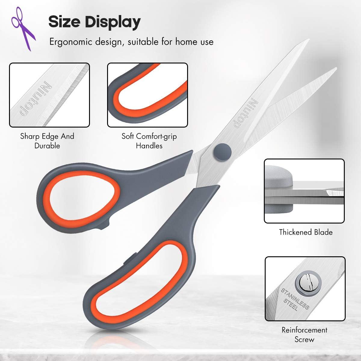 Pastel Scissors, Niutop 8 All Purpose Scissors Heavy Duty Ergonomic  Comfort Grip Shears Sharp Scissors for Office Home Household Sewing  High/Middle