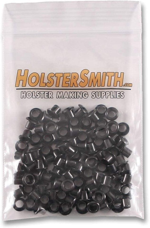 HolsterSmith Kydex Holster Eyelets - (#8-6 Length) - (1/4 in. Diameter) - (Black Coated) - (100 Pack) - (USA Made) - Kydex Rivets for DIY Holster