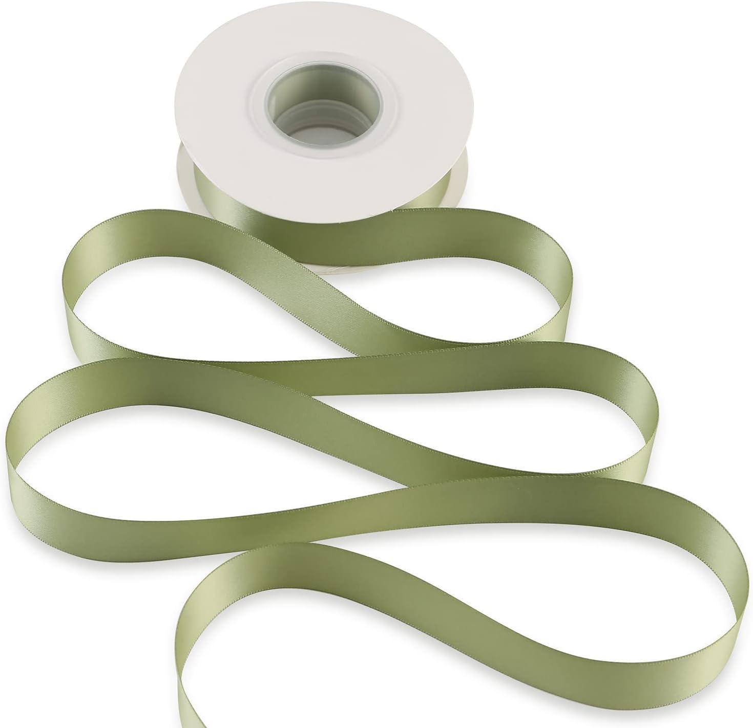 DINDOSAL Sage Green Ribbon Wedding Decor Sage Satin Ribbon 2 Inch Green  Silk Ribbon for Baby Shower Green Ribbon for Gift Wrapping Hair Ribbon for